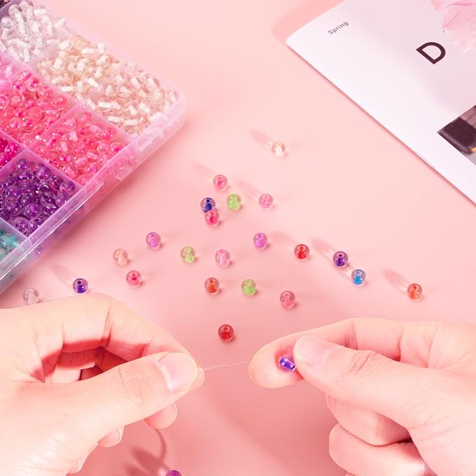 XSEINO 24 Colors 1200PCS Core Filled Glass Beads Kit 6mm DIY Craft Glass Beads - Image 6