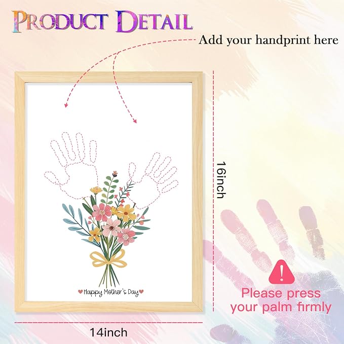 CLUSIVC Mother’s Day Handprint Flower Craft Kit – DIY Flower Bouquet Gift - Image 2