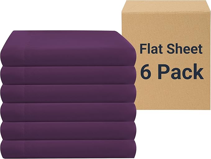 ZPECC Queen Flat Sheet Only 6 Pack, Durable Dark Purple Top Bed Sheets by ZPECC-ABrandThatHasBeenFocusedOnBabyProductsFor18Years