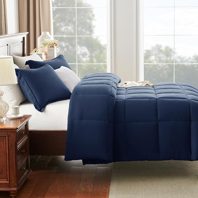 CozyLux Twin/Twin XL Comforter Set Navy Blue - Image 7