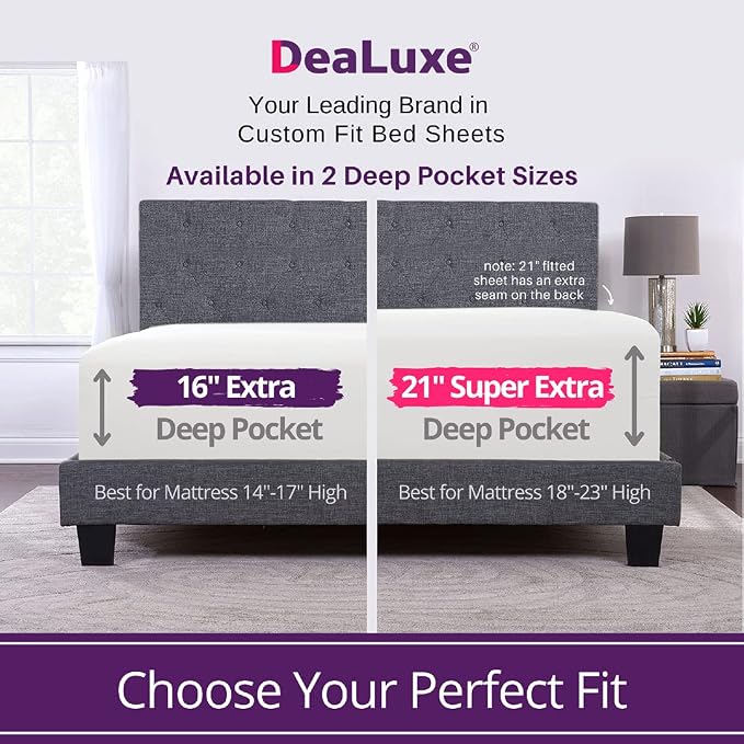 DeaLuxe California King Fitted Sheet Deep Pocket - Image 2