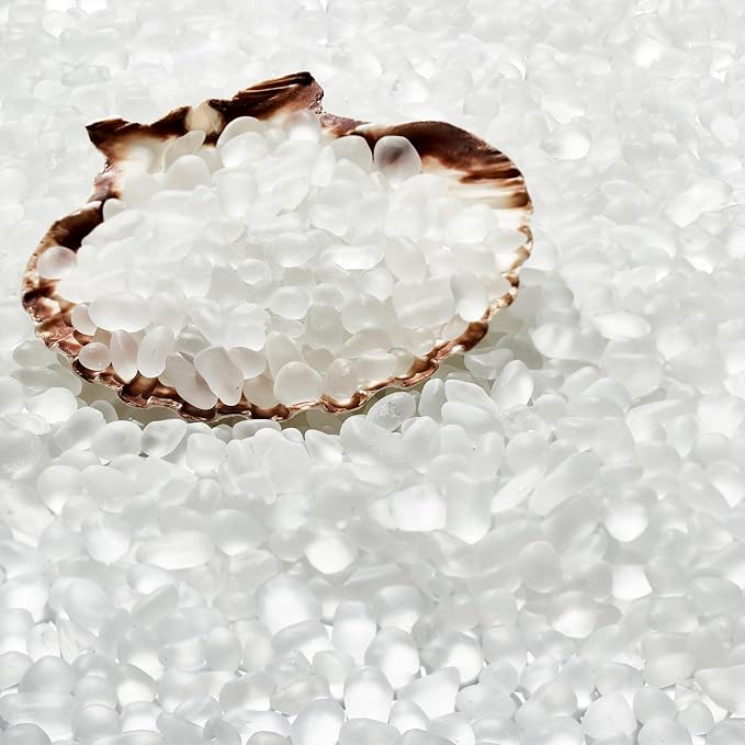 QEQEKAKA Sea Glass Stones for Crafts About 2.75LB White Glass Pebbles Gemstones - Image 5