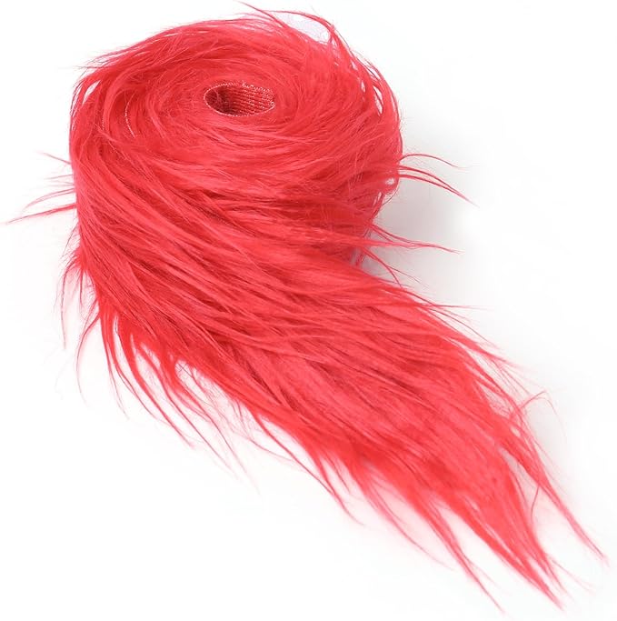 Shaggy Plush Faux Fur Fabric Precut Strips Red Fur Fluffy Fuzzy Craft Fur by Unknown