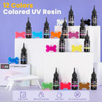 LET'S RESIN All-Inclusive Keychain Making Kit, 12-Color UV Resin - Image 3