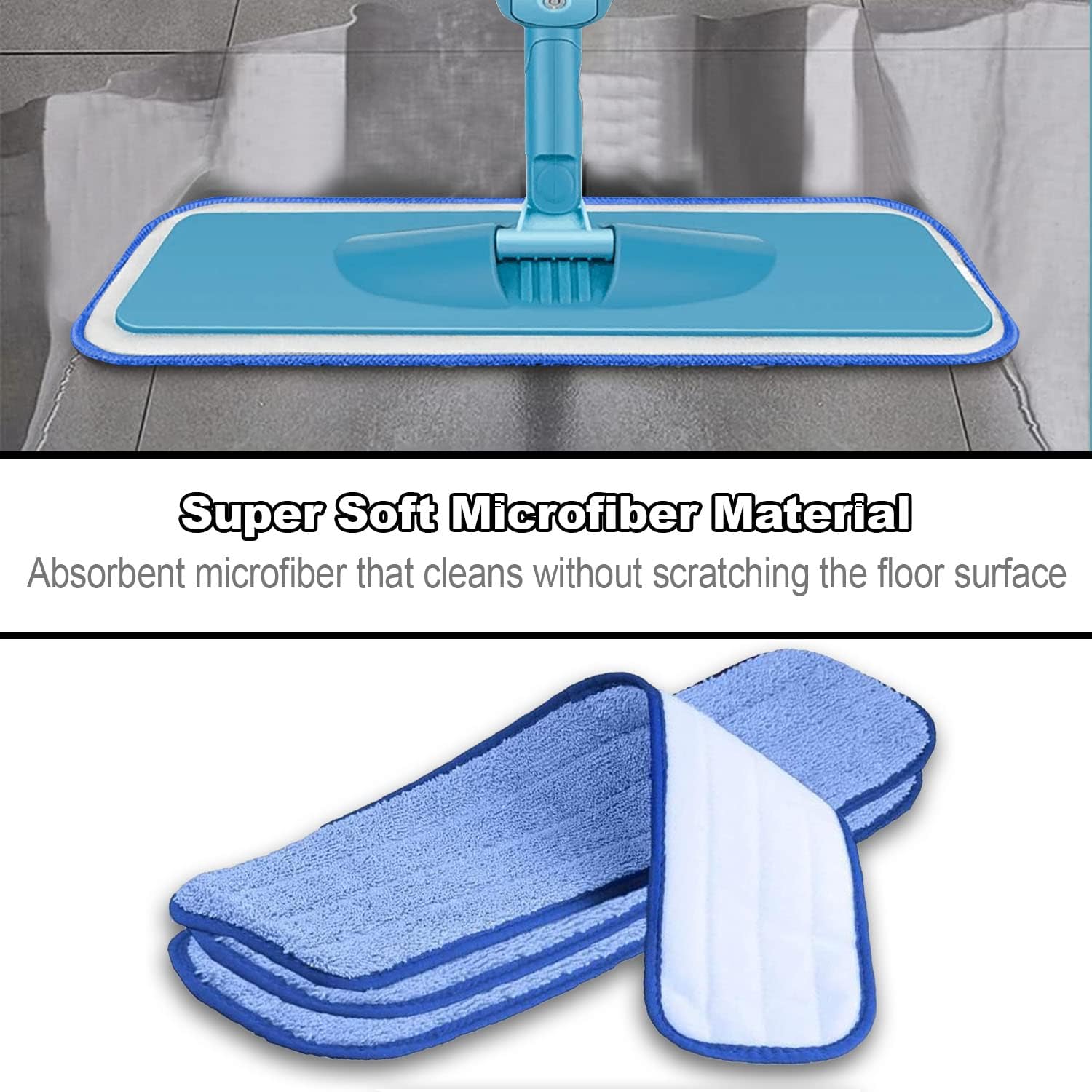 Replacement Mop Head Replacement Microfiber Mop Head Set of 2 per Pack [2 Packs]