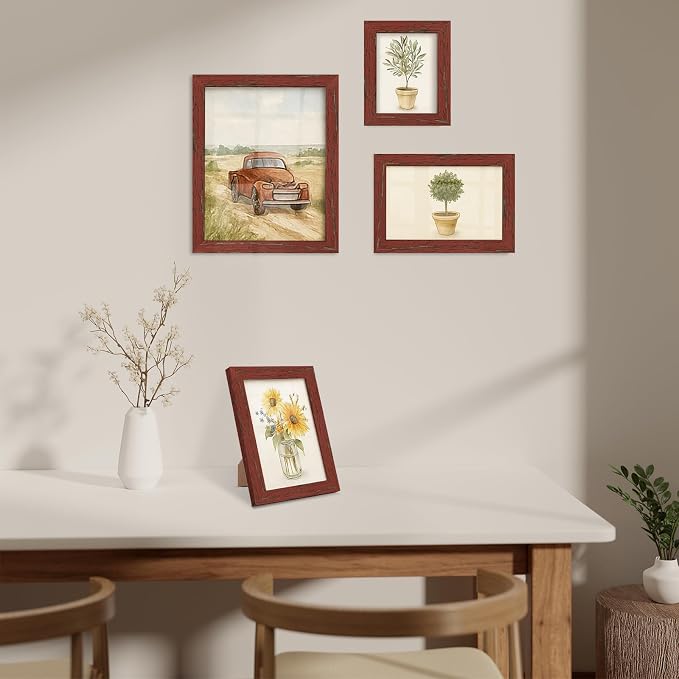 puthiac 4x6 Rustic Farmhouse Picture Frame, Barn Red, 1 Pack | Distressed MDF - Image 7