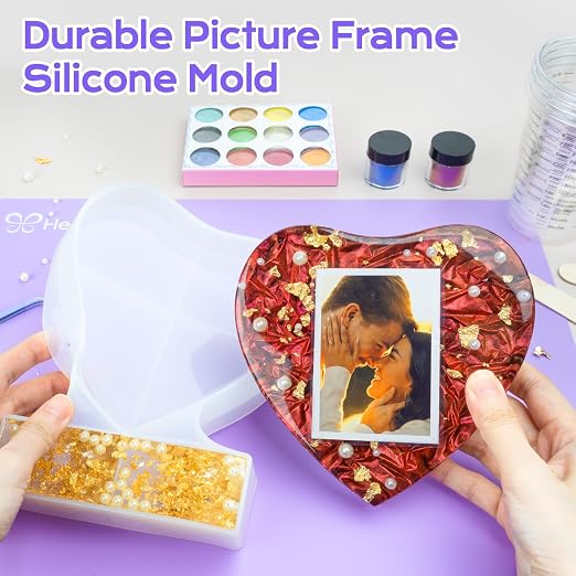 HeyClear Epoxy Resin Picture Frame Heart-Mold Kit, 34oz Clear and Hard Resina - Image 3