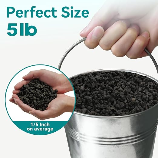 5lbs Small Lava Rocks for Plants Drainage, 1/5 Inch Black Gravel Mulch for - Image 2