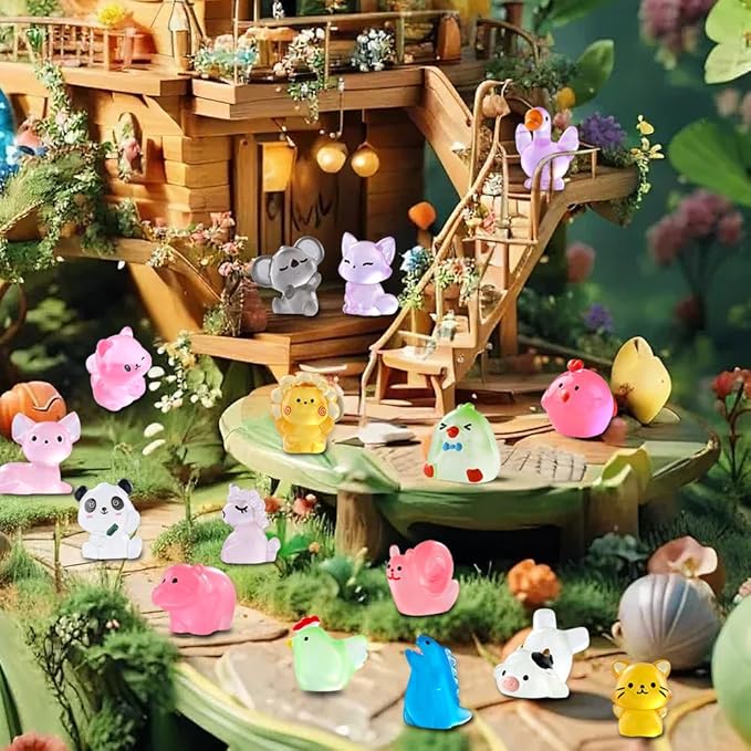 DIYDEC 60PCS Luminous Mini Resin Animals 60 Styles Miniatures Glow in The Dark - Image 3