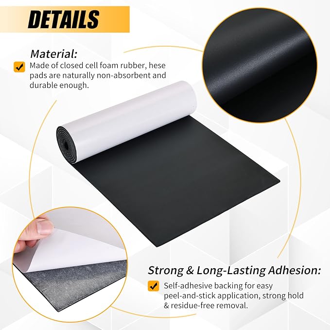 1/8" T x 12''W x 59''L Neoprene Foam Rubber Sheet - Image 3