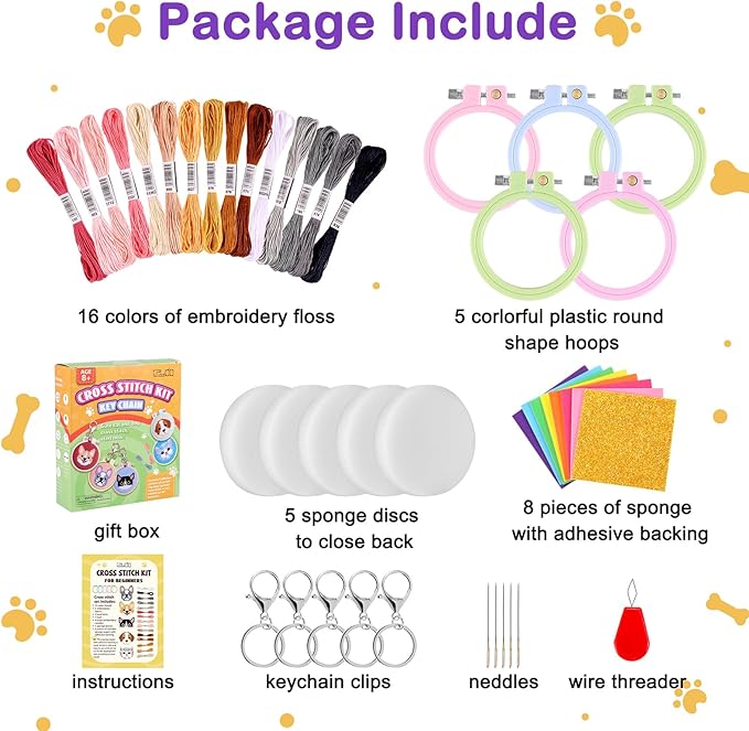 Caydo 5 PCS Cross Stitch Kits for Kids - Image 2