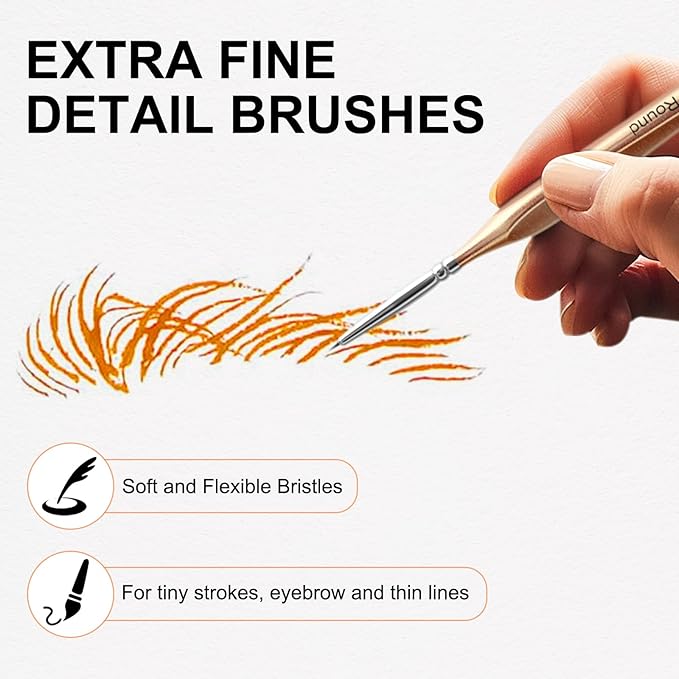 Nicpro Detail Paint Brushes 5 PCS Aesthetic Extreme Fine Tip 10/0 Professional - Image 3
