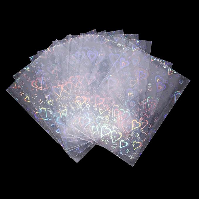 Photocard Sleeves, 9.1x6.5cm/3.58x2.56in Love Heart-Shape Laser Flashing Card by Unknown