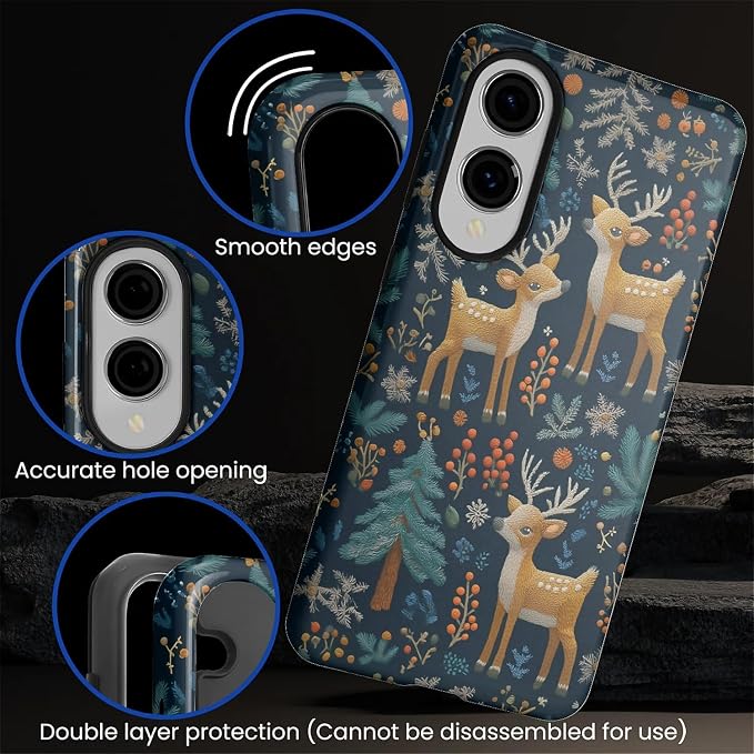 Case for Samsung Galaxy S25 Edge Case, Cute Christmas Reindeer Design Hybrid - Image 5