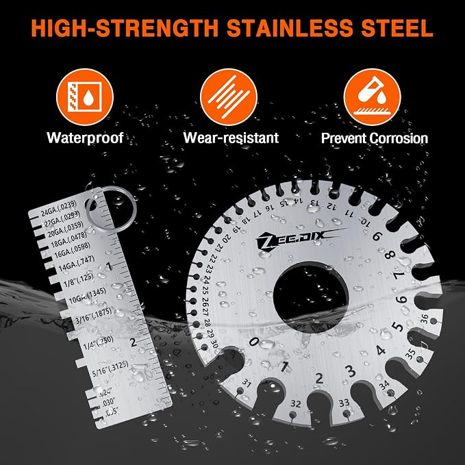 ZeeDix Wire Gauge Measuring Tool | Round Dual Sided Metal Sheet Gage & Metal - Image 2