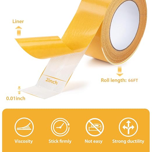 Double Sided Tape Heavy Duty, 2 Inch x 66 Feet Fiberglass Mesh Double Stick - Image 7