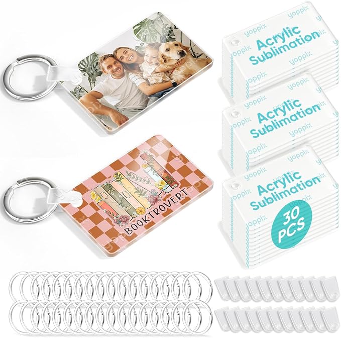 YOPPIX 90 Pcs Sublimation Acrylic Keychain Blank kit, by yoppix
