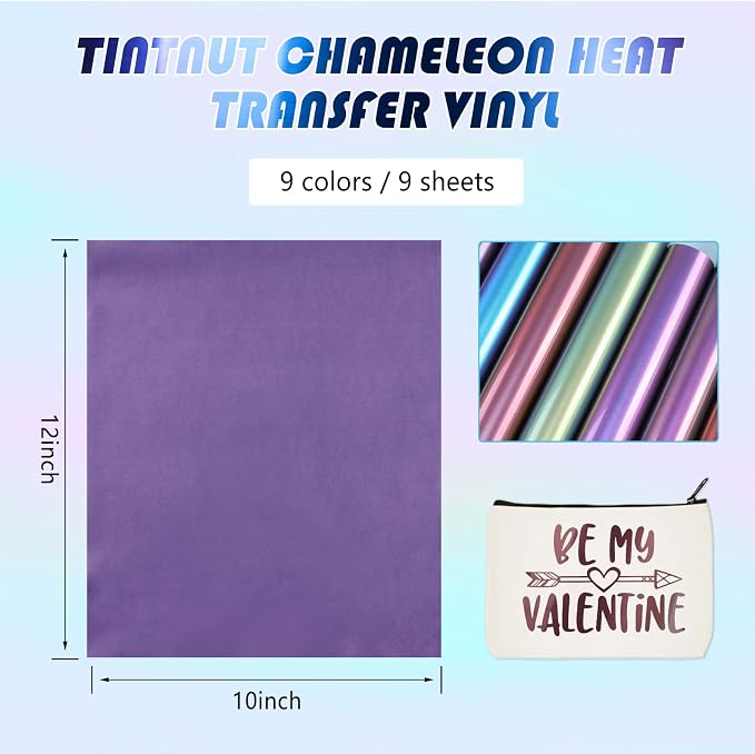 Tintnut Chameleon Heat Transfer Vinyl, 9 Sheets 12×10in Iron on Vinyl | - Image 3