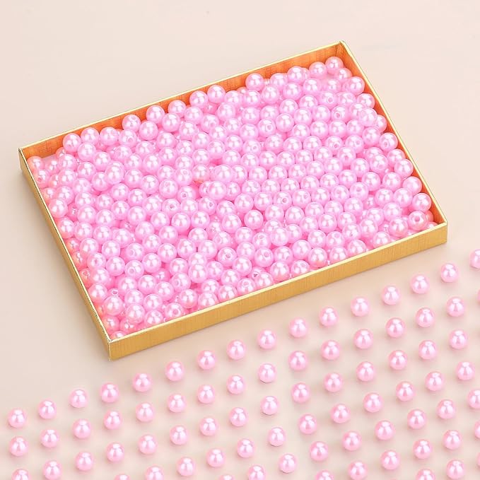 DUQGUHO Pink Pearl Beads for Crafts 6mm Plastic Pearl Beads - Image 2
