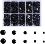 Zhbrchz 850pcs Round Black Plastic Doll Eyes 4mm 5mm 6mm 8mm 10mm Flatback by Zhbrchz