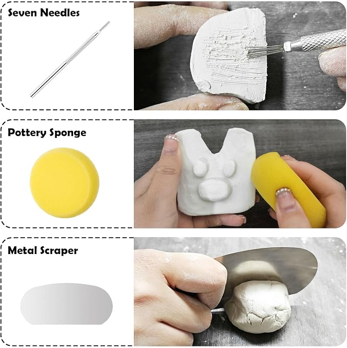 EIGTWEN 100ml Air Dry Clay Glaze and 29pcs Clay Tools Kit, Matte Varnish | - Image 7