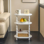 MaxSmeo White Side Table, 3-Tier Small Oval End Table, Modern Night Stand Wood - Image 8