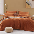 WRENSONGE Super King Comforter Set- 7 Pieces Soft Burnt Orange Bed in a Bag by WRENSONGE