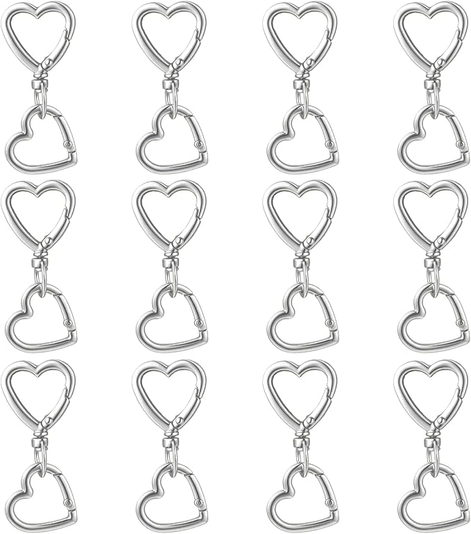 24 Pcs Heart Swivel Spring Clasps，Metal Spring Key Chain Hook Clasps，Clip by Unknown