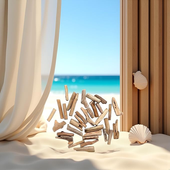 20 Pcs Natural Driftwood Pieces Branch Slices Craft Sticks Beach Decor - Image 7