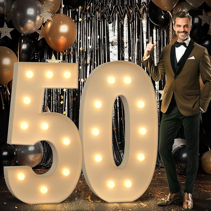 imprsv 4FT Marquee Numbers 50 Light up Number 50th Birthday Decorations Large by Letsmakeitimpressive