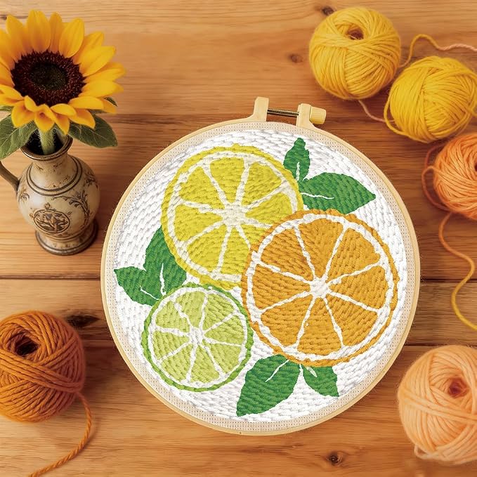 FREEBLOSS Punch Needle Kit Embroidery Punch Needle Starter Craft Set Lemon - Image 5