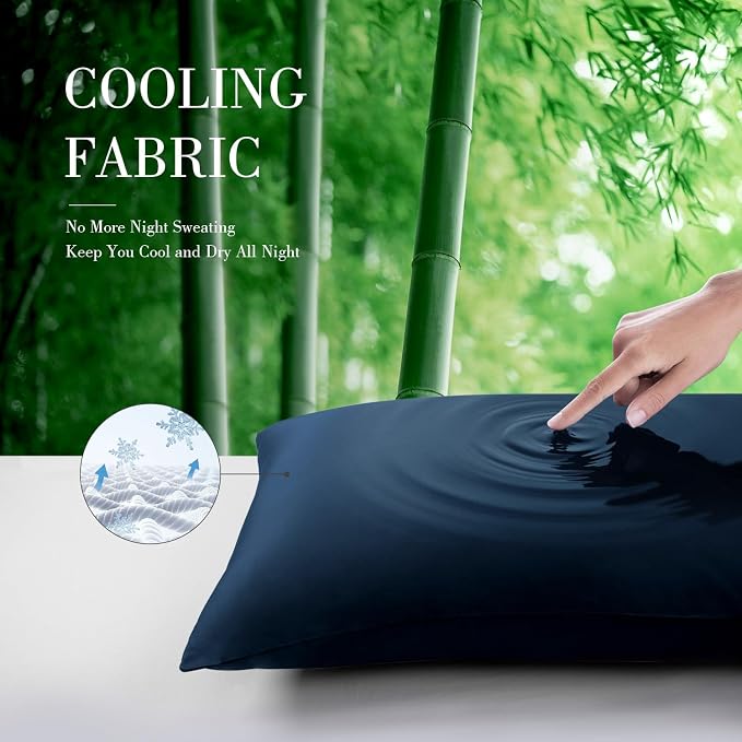 WishSmile Cooling Queen Pillowcases Set of 2 Breathable Cool Silky Soft Rayon - Image 4