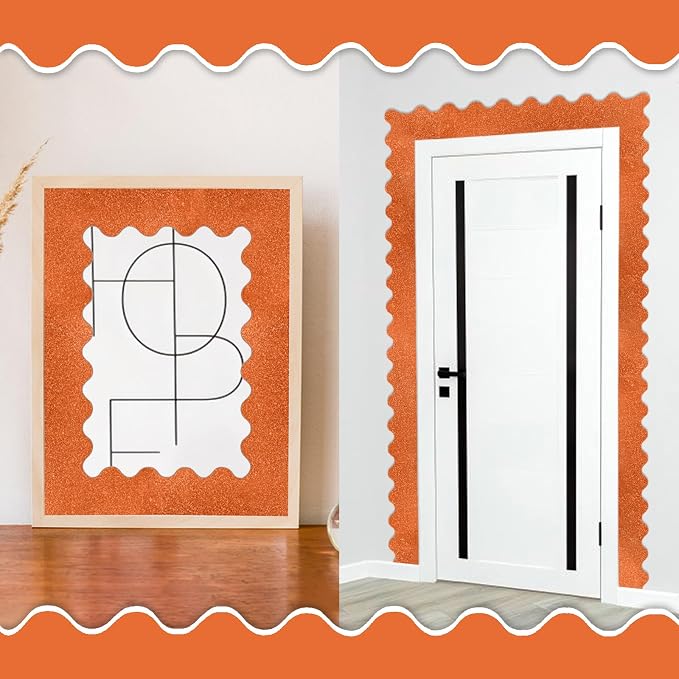 70Ft Shine Orange Bulletin Board Borders，Scalloped Poster Boards Decorations - Image 6