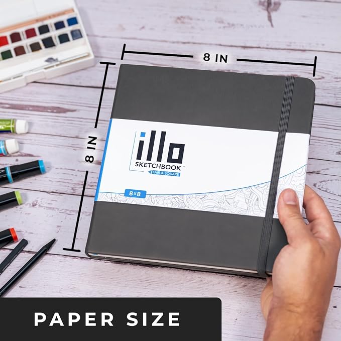 illo Sketchbook 8’’ x 8’’ Square Hardcover Sketch Book, Heavyweight Paper - Image 5