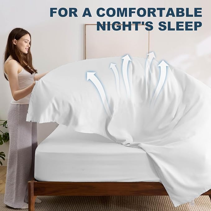 Lavisun Full Flat Sheet, 1 Pack White Full Bed Sheet Only - Image 5