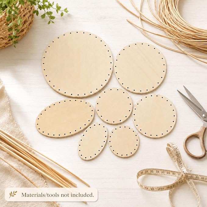 PEDDIG SHOP - Round and Oval Basket Weaving Base Set – 7 Wooden Basket Bases - Image 6