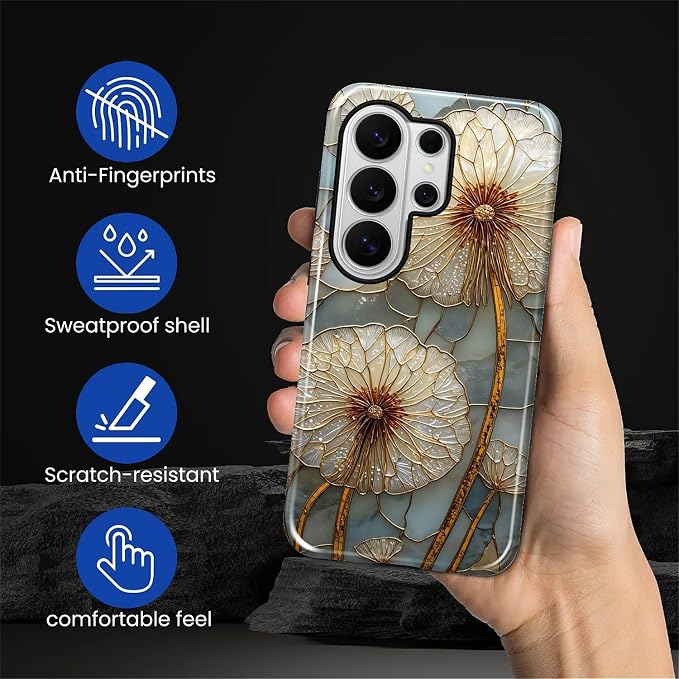 for Samsung Galaxy S26 Ultra Case, Dandelion Stained Glass Pattern Glossy 2 in - Image 7