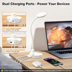15W LED Desk Lamp with USB Charging Ports, Dimmable Table Lamp with 3 Color - Image 6
