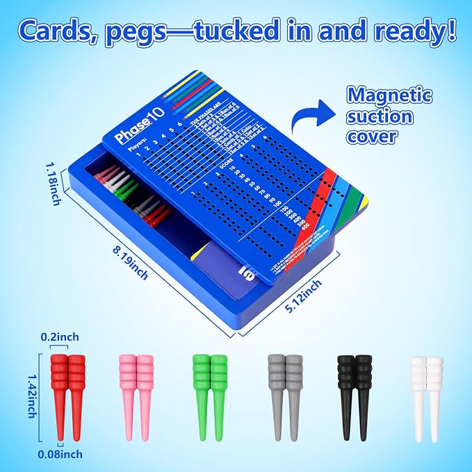 Wooden Score Board for Phase 10 Card Game | Magnetic Travel Score Tracker - Image 2