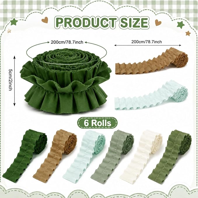 6 Rolls 40 Ft Ruffled Bulletin Board Borders Back to School Classroom Decor - Image 2