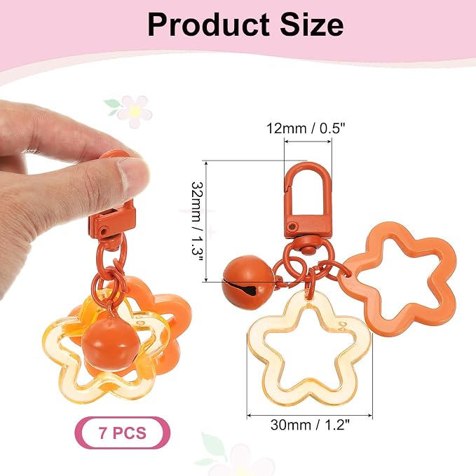 PATIKIL Star Keychain, Candy Color Acrylic Pentagram Keychain Stars Charms Bell - Image 2