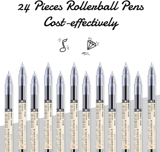 Chinco 24 Pieces 0.35 mm Black Gel Ink Pen Japanese Stationery Extra Fine - Image 8