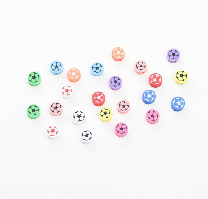 100pcs Football Polymer Clay Spacer Beads - Image 3
