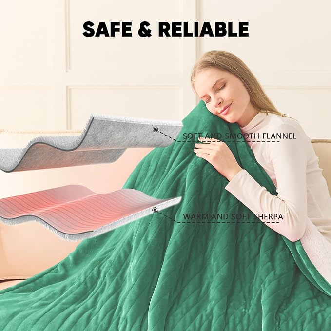 greenoak Heated Blanket Electric Queen Size 84"X90" Dual Control, Heating - Image 7