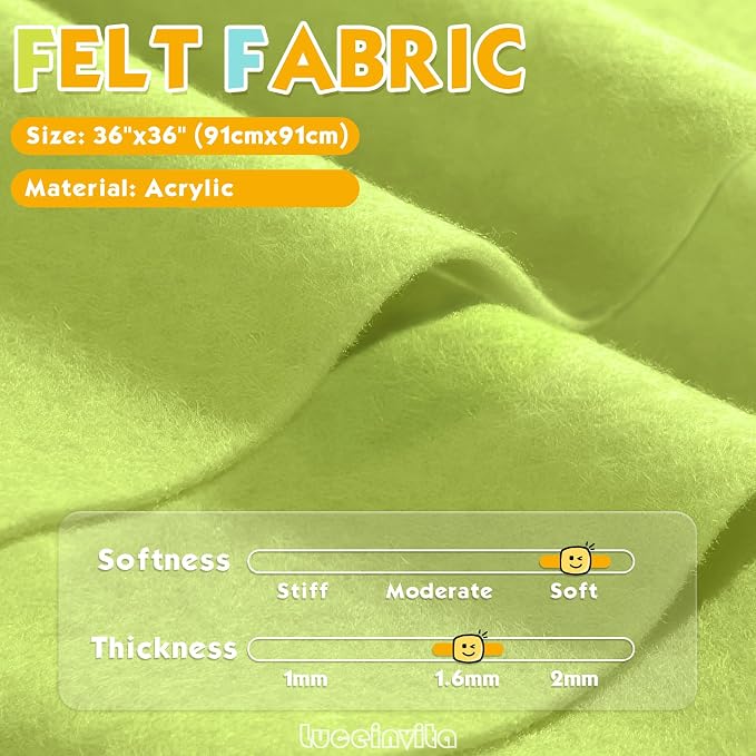 Olive Moss 36" X 36" Felt Fabric Sheet - Image 2