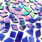 Magic Iridescent Blue Stained Glass Mosaic Tiles, 280 Pieces Mixed 4 Shapes - Image 2