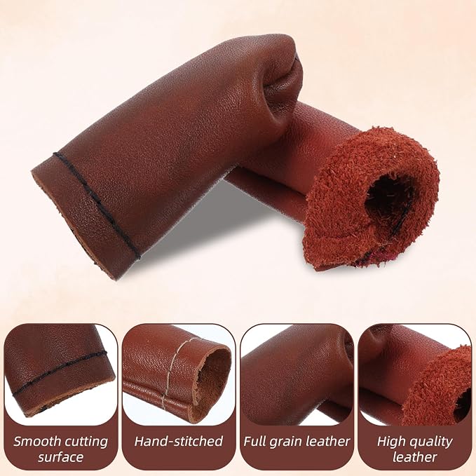 Elegaperma 10 Pairs Felting Finger Guards, Leather Finger Guards, Needle - Image 3