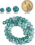 60pcs Round Loose Deep Green Fire Agate Beads - Image 2