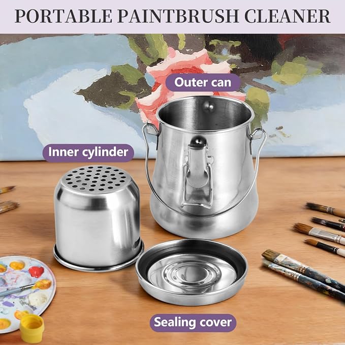 SenseYo Oil Paint Brush Cleaner Washer, Portable Airtight Brush Holder - Image 3
