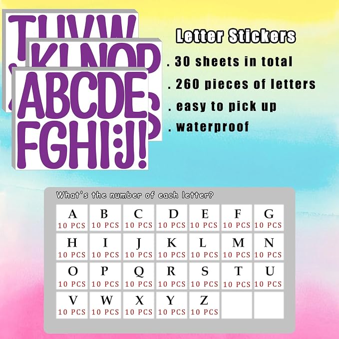 Bemeol 30 Sheets Large Letter Stickers 4 Inch Alphabet Letter Stickers Self - Image 2